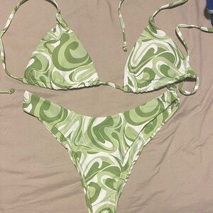 Green Swirl Bikini Set